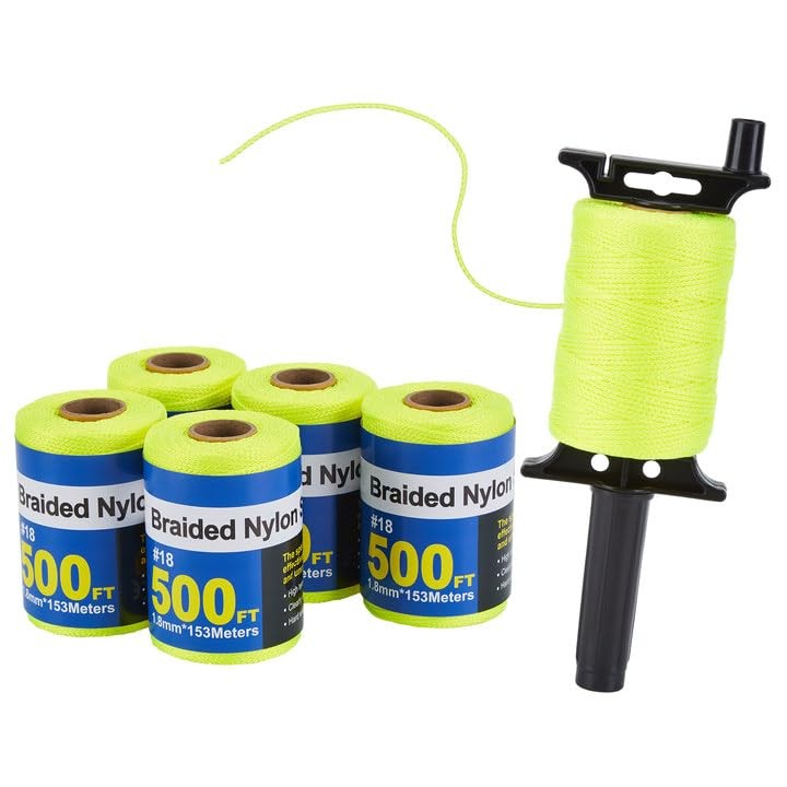 6 Roll Mason Line String Line - #18 Braided Nylon String - 500 Ft Length - Ny...