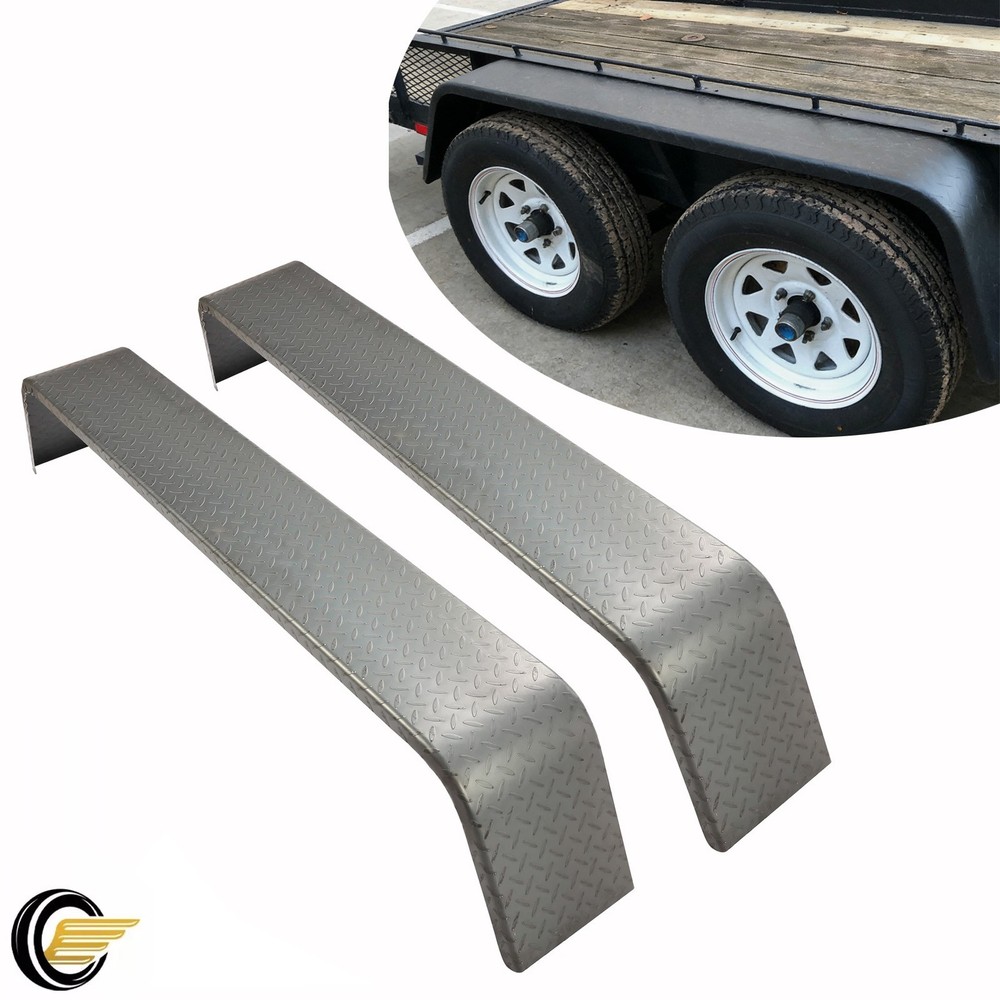 (2)- Steel Diamond Tread Plate Tandem Axle Trailer Fenders 10-1/4"x72-7/8"x13"