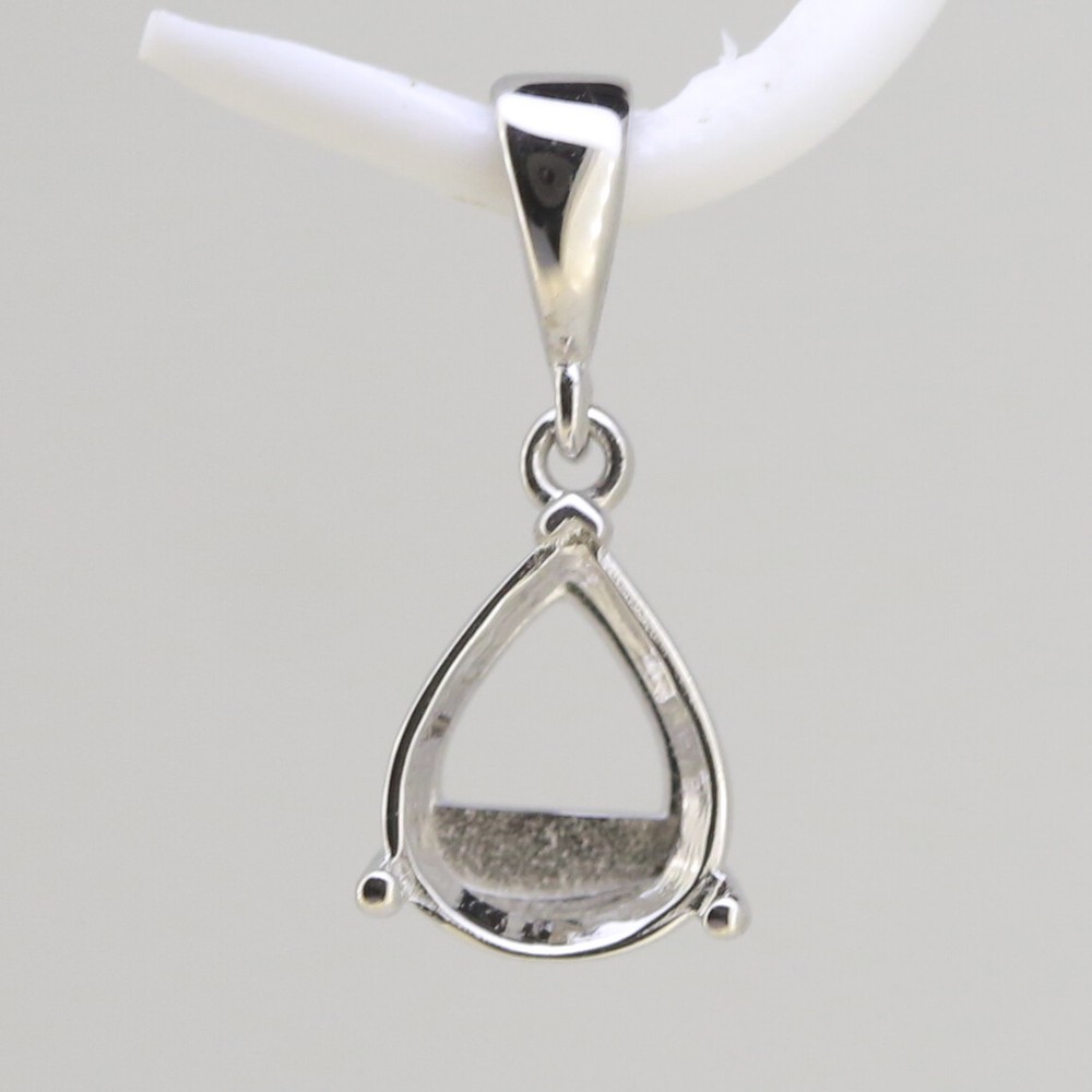 Sterling Silver Semi Mount Pendants Setting Pear PE 10x8mm