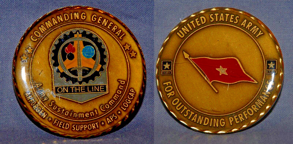 BIG GOLD 1 STAR COMMANDING GENERAL- ARMY SUSTAINMENT PRESENTATION COMMAND COIN