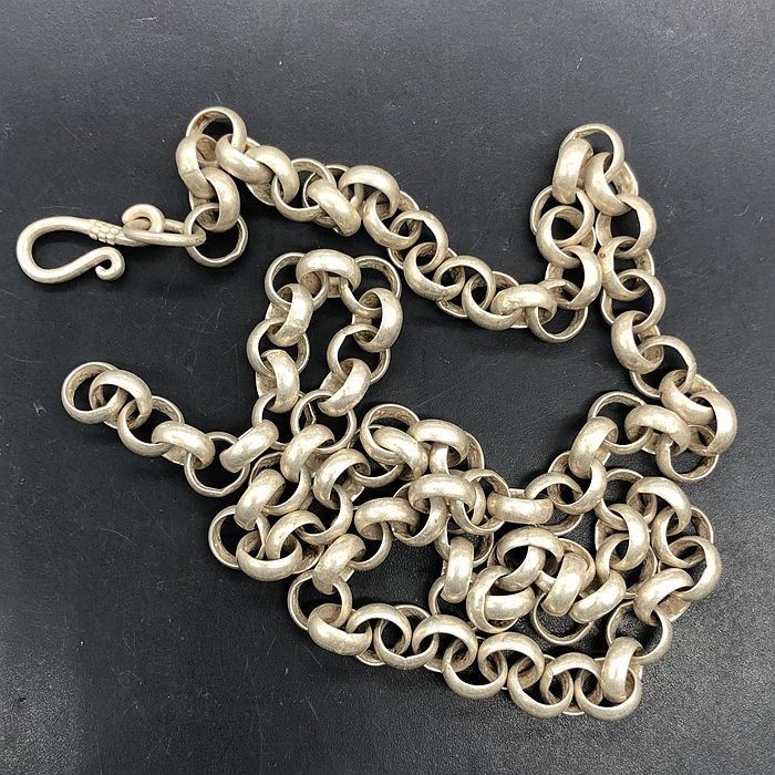 Vintage Thick Silver-Plated Copper Chain, Antique Collection