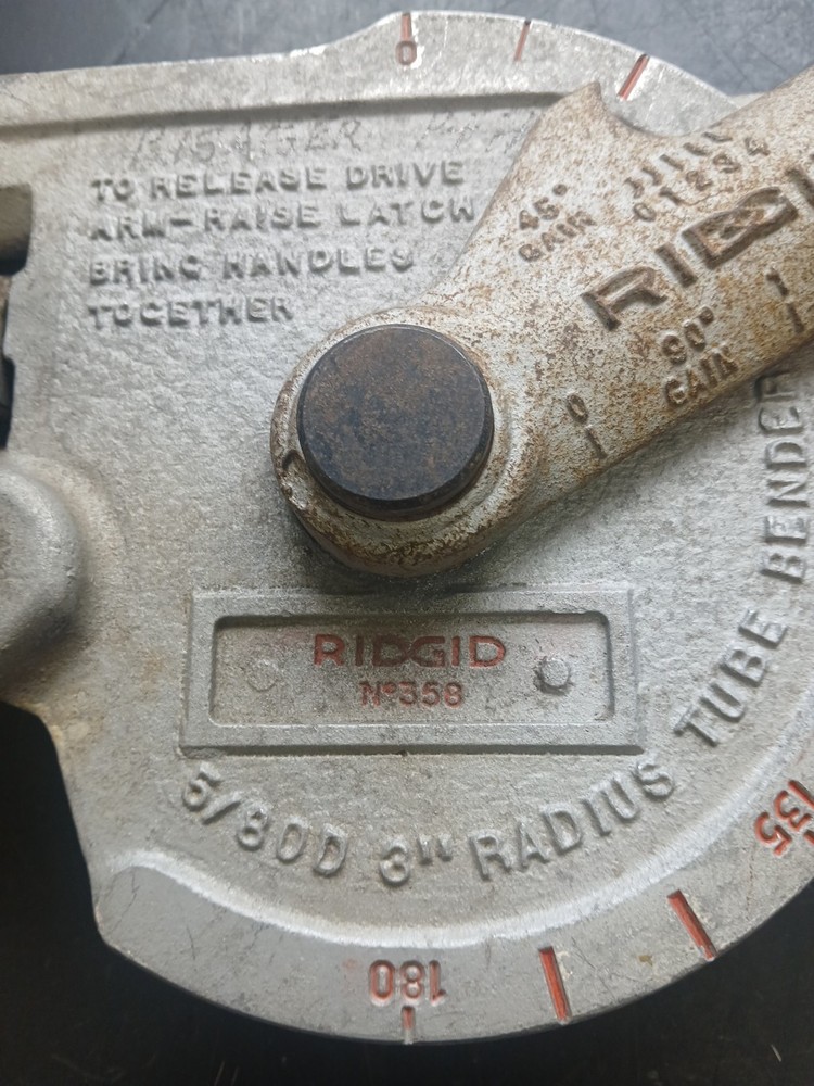 RIDGID NO. 358 TUBE BENDER 5/8-3" RADIUS NO ISSUES FOUND