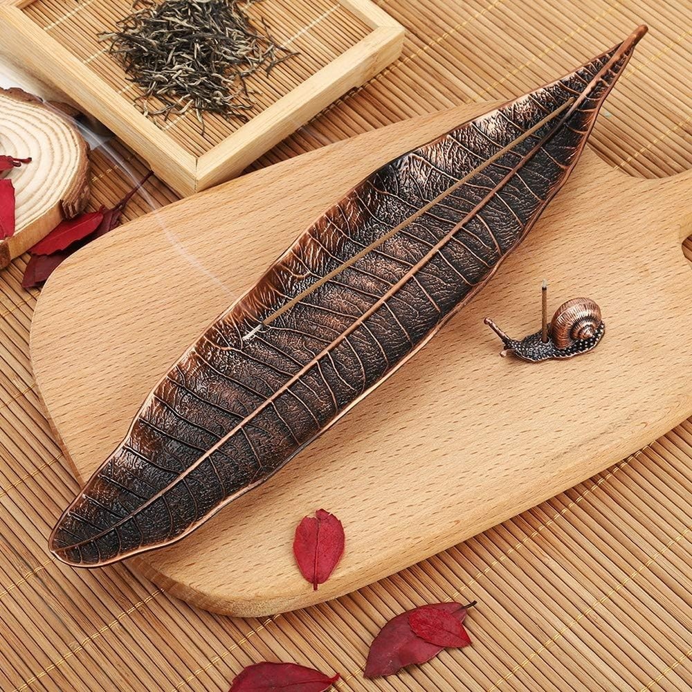 Accmor Incense Holder Set, Leaf and Snail Burner, Red Copper