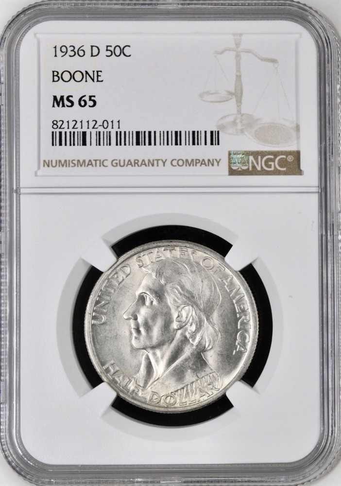 1936 D BOONE COMMEMORATIVE HALF DOLLAR NGC MS65