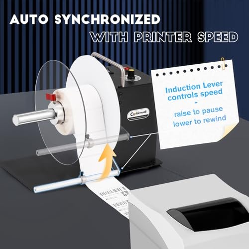 Upgraded Automatic Label Rewinder, Larger Label Width 7.08" Diameter 8.78",