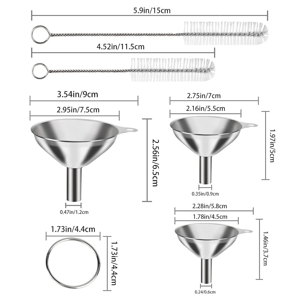 6 Pcs Stainless Steel Mini Funnels for Kitchen Use Large Tiny Small Funnel Set 3