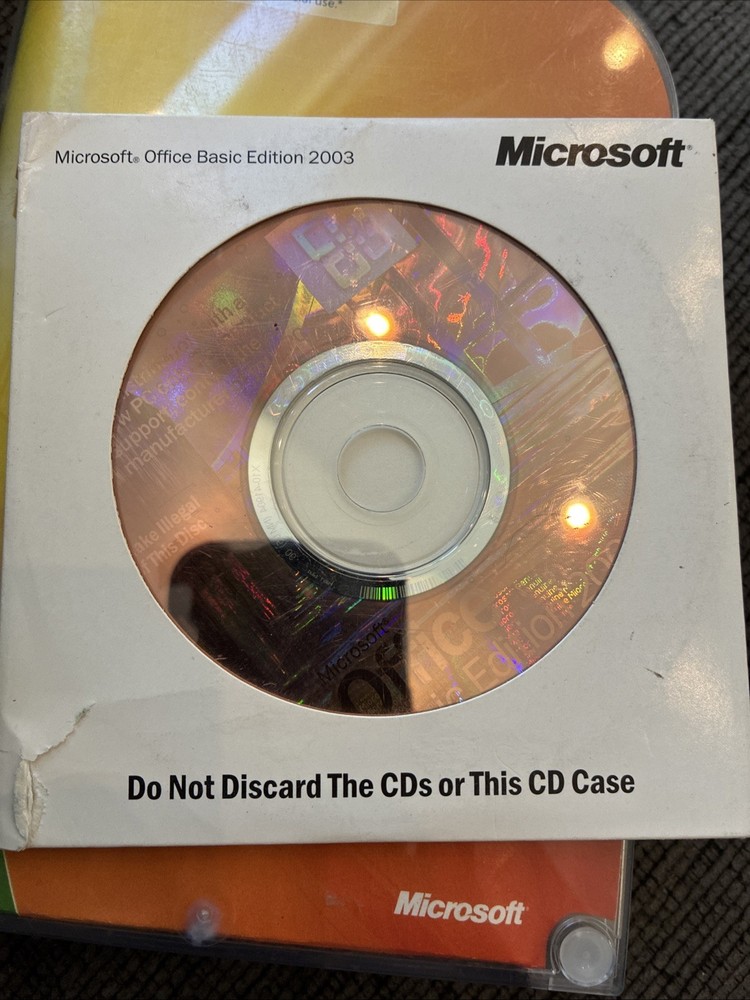 Microsoft Office Basic Edition 2003 CD Disc With Product Key - Dell Genuine