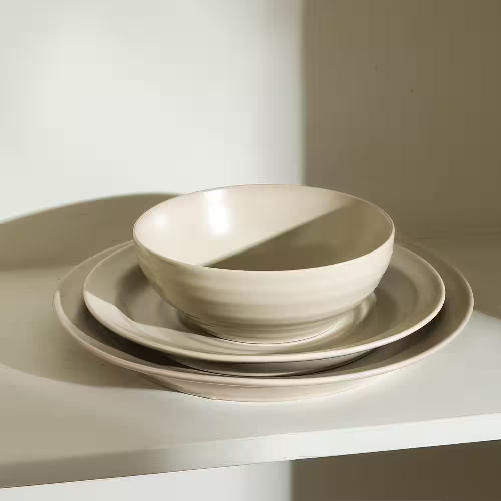 Orbit 4-Piece Beige Stoneware Full Set (Service for 4)