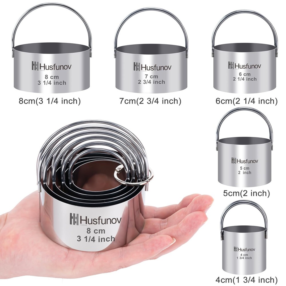 BiscuitSet Round Cookies with Handle 5pcs handle, Silver