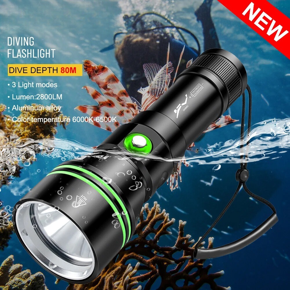 Dive Lights Scuba P70 LED Flashlight Waterproof Underwater Lights Diving Torch