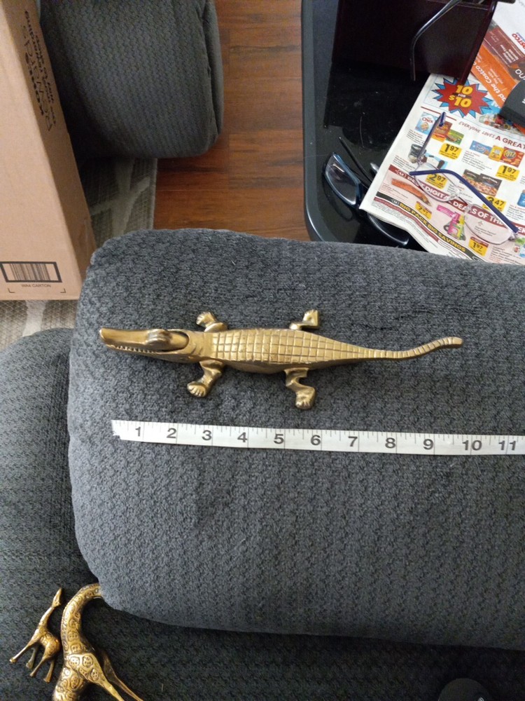 Vintage Alligator Shaped Brass Metal Nut Cracker