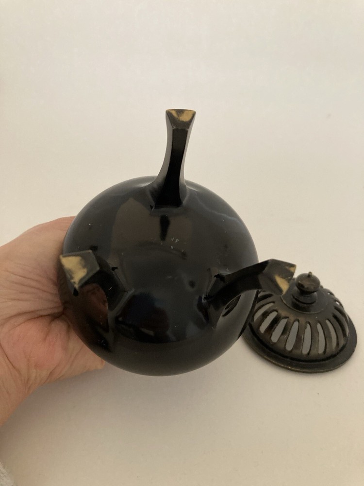 Brass Censer Footed Inlaid With Gold & Silver