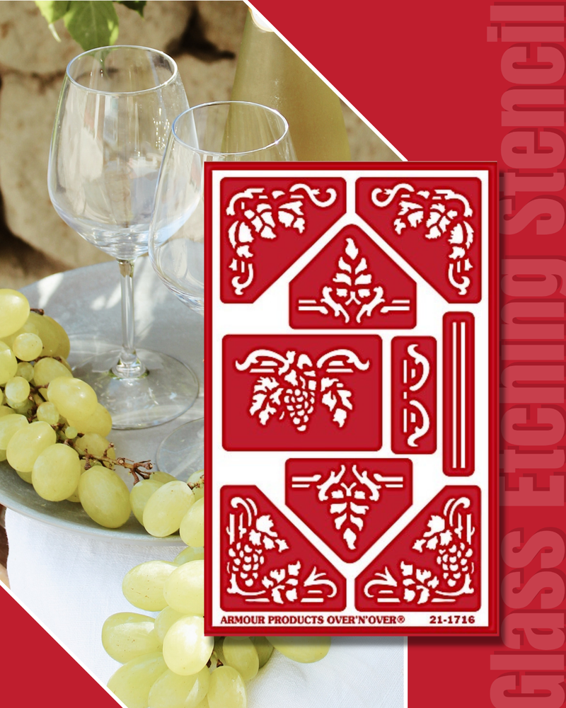 Grapes Borders Glass Etching Stencils Winery Farm Theme Reusable Armour Etch