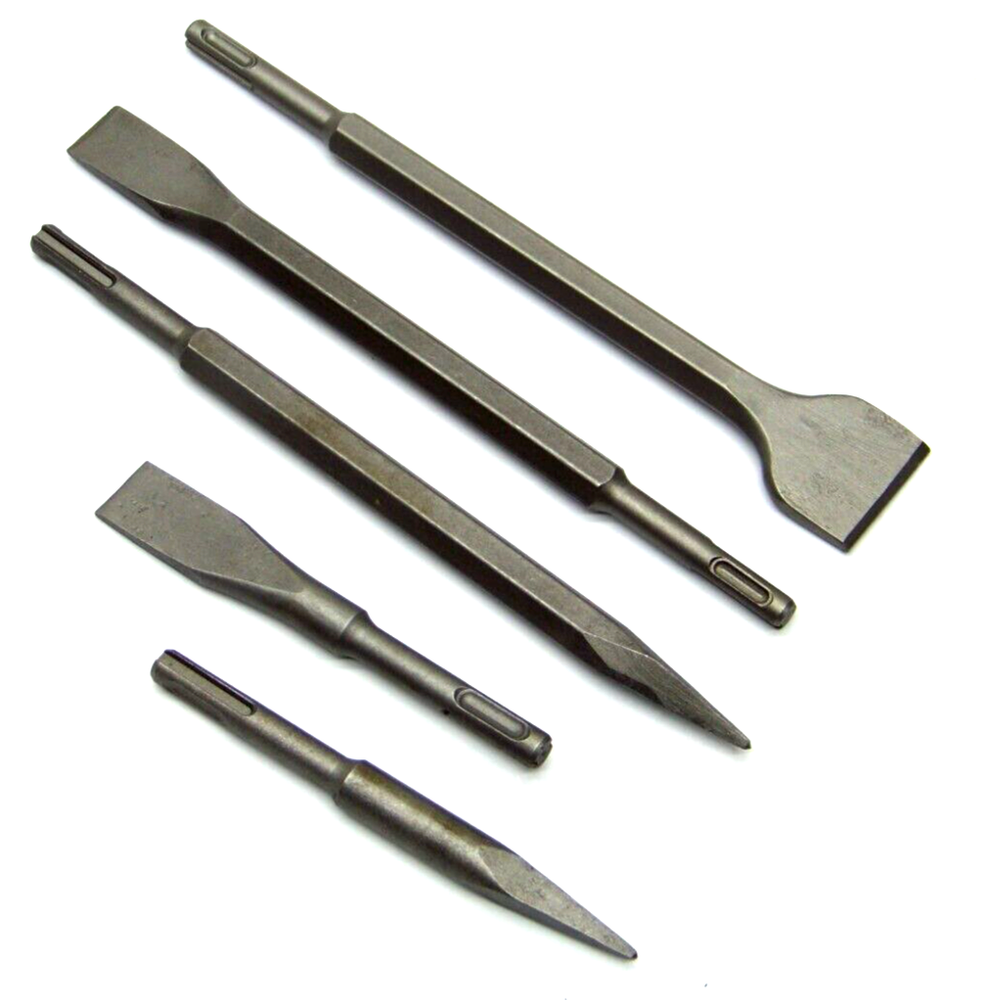 5 pc SDS Plus Rotary Hammer BIt Punch Chisel Fits Bosch Hilti Point Flat set