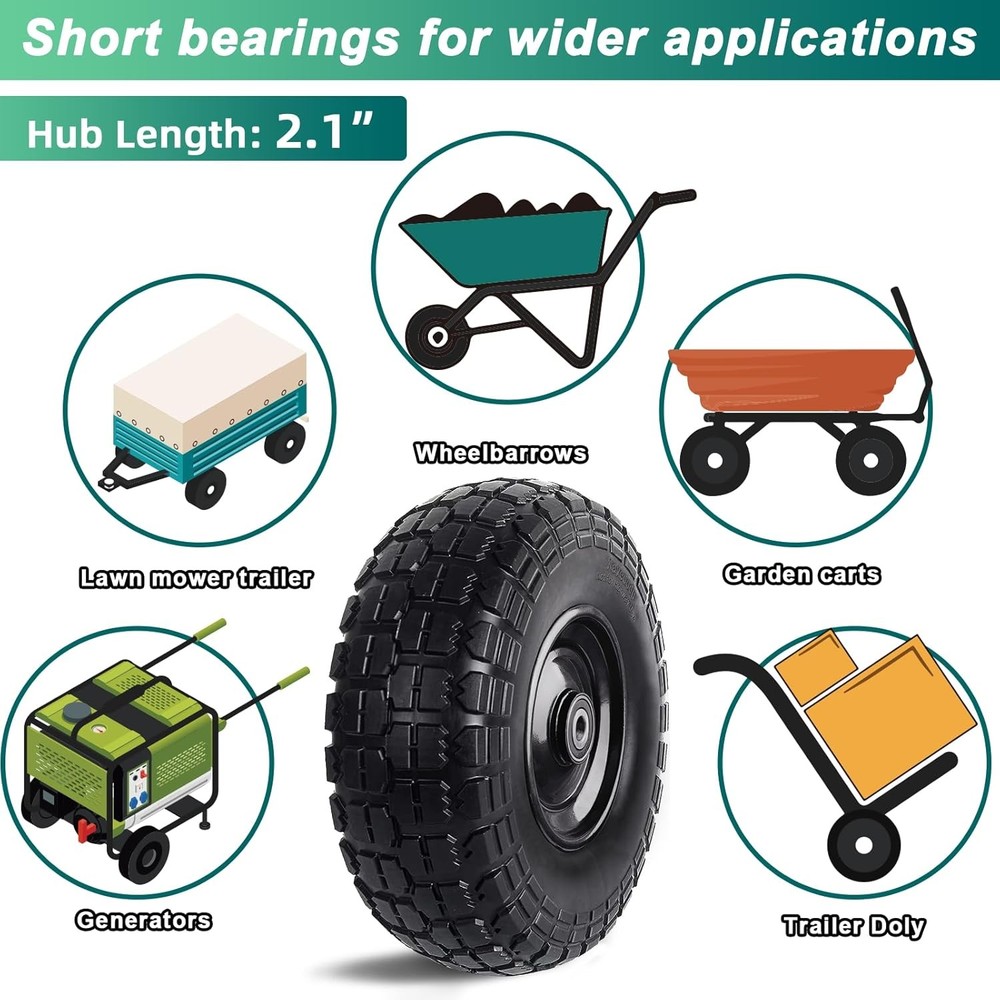 12'' Flat Free Tires Rubber Replacement Solid Tire & Wheel Assemblies Hand