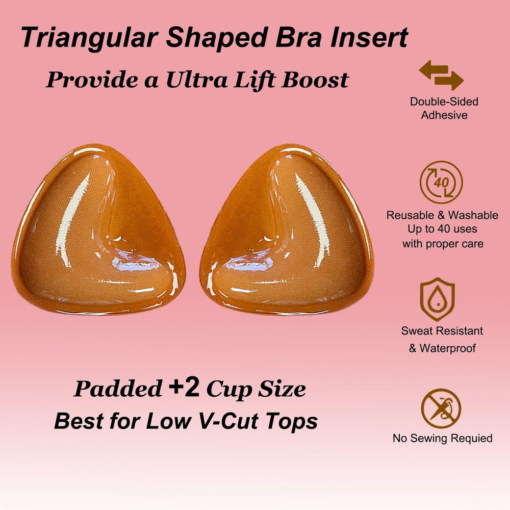 Ultra Lift Boost Inserts Double-Sided Sticky Bra Pads, Medium, Light Coffee