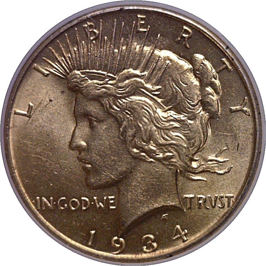 1934 $1 Peace Silver Dollar Toned PCI Uncirculated