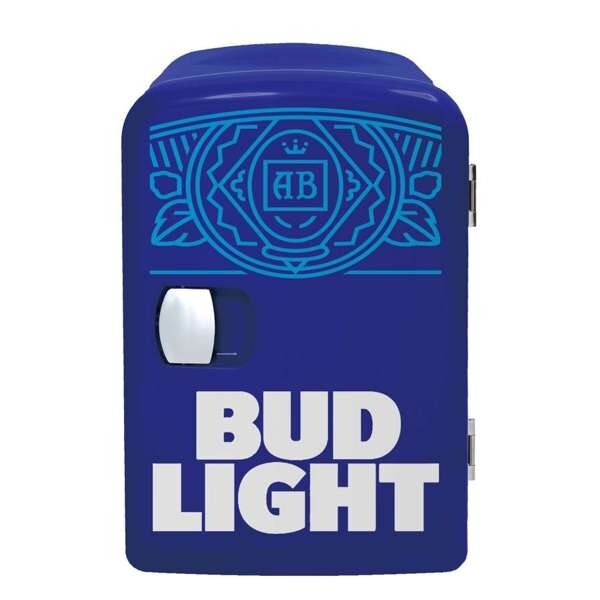 Bud Light, 6 Can/4 Liter Mini Personal Fridge Cooler, Blue
