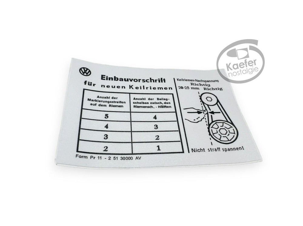 VW Split Oval Beetle Bug Generator Pulley Adhesive Sticker 1949-52