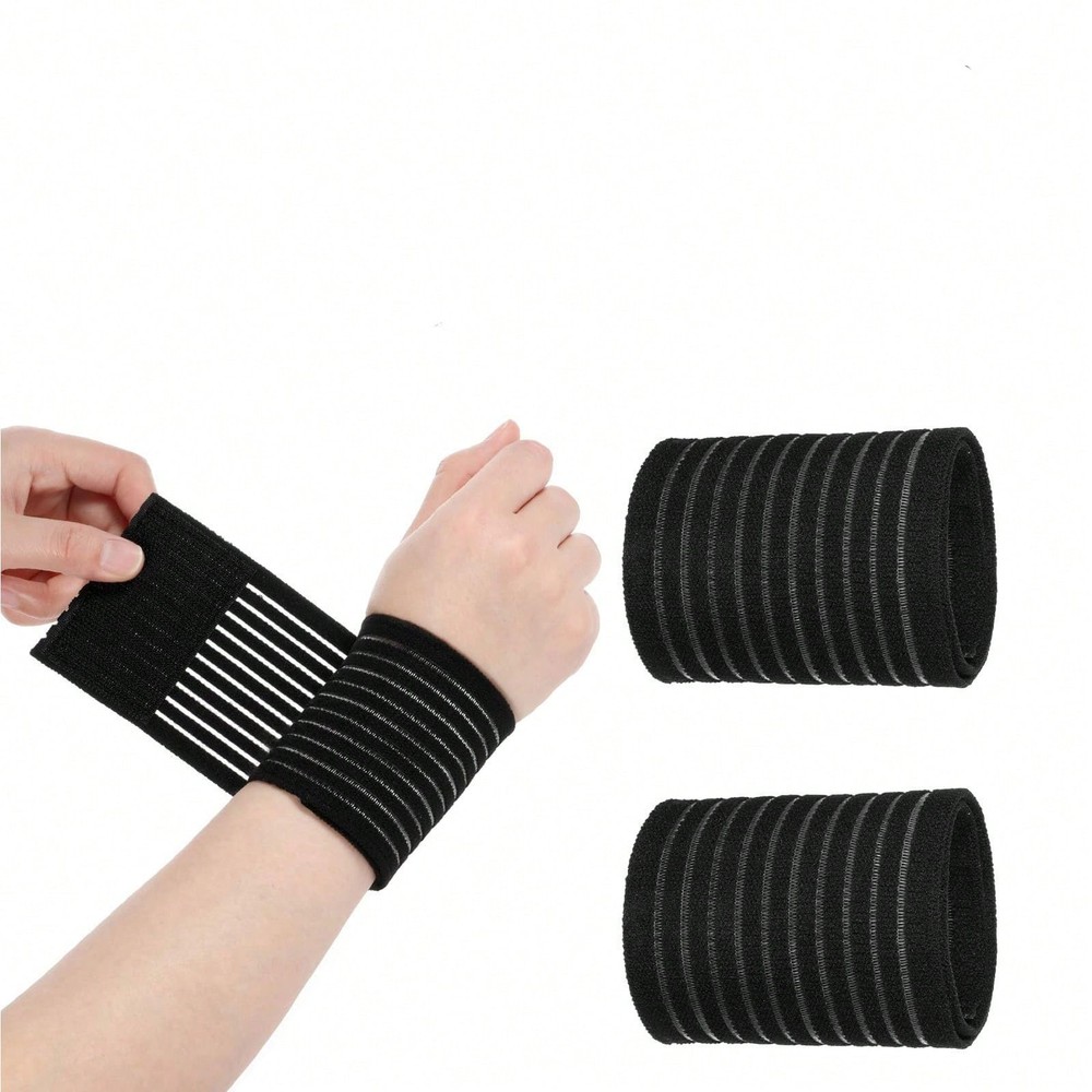 2pcs Random Color Black Elastic Wrist Support Wraps For Sports Joint
