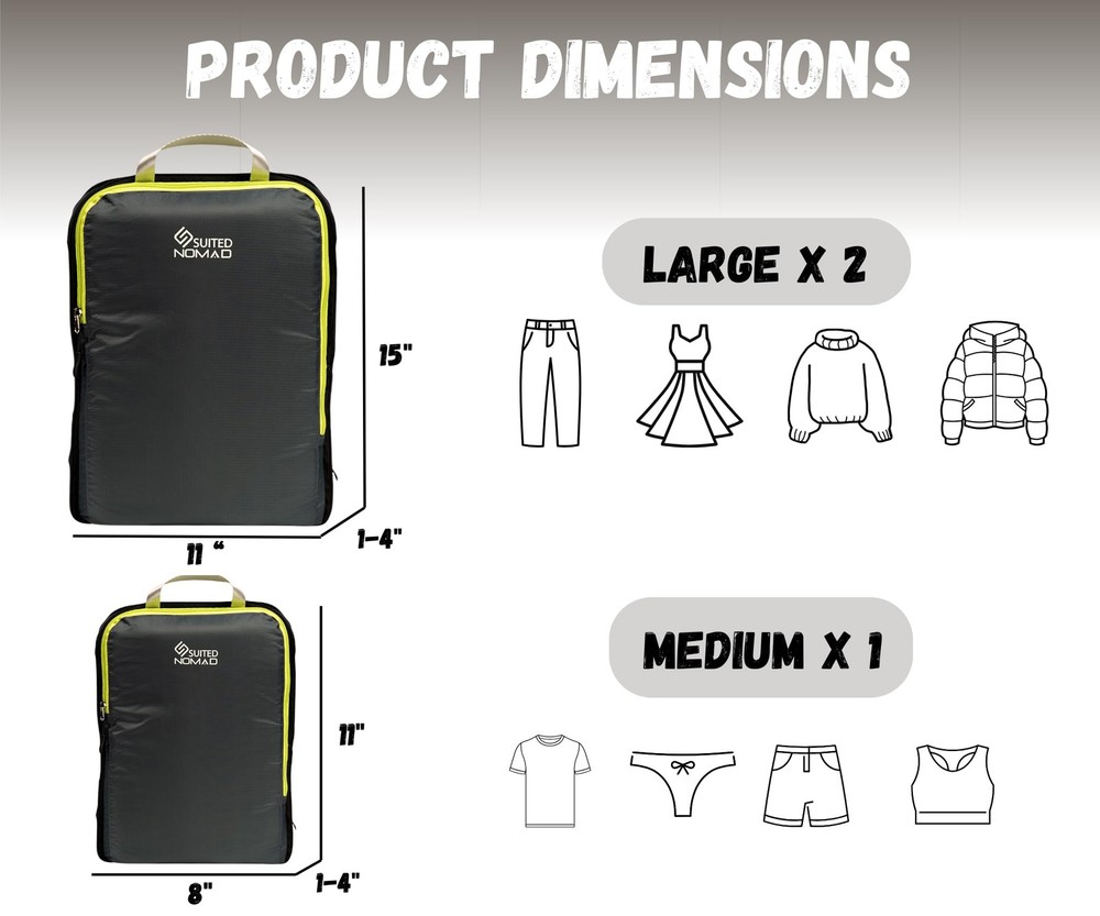 Ultralight Compression Packing Cubes Set, Suitcase and Backpack Travel Organi...