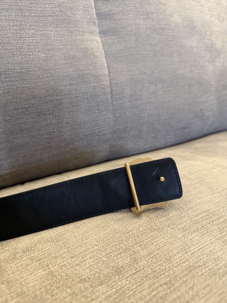 Versace Black Belt with Gold Buckle Men