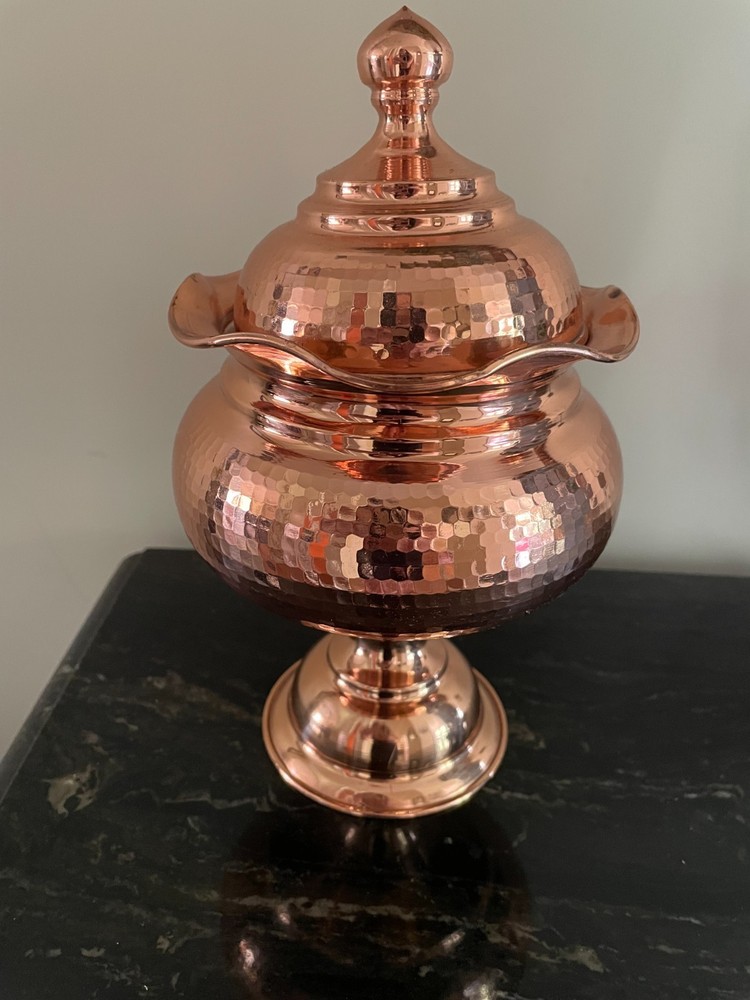 Footed Persian Hammered Copper candy Dish