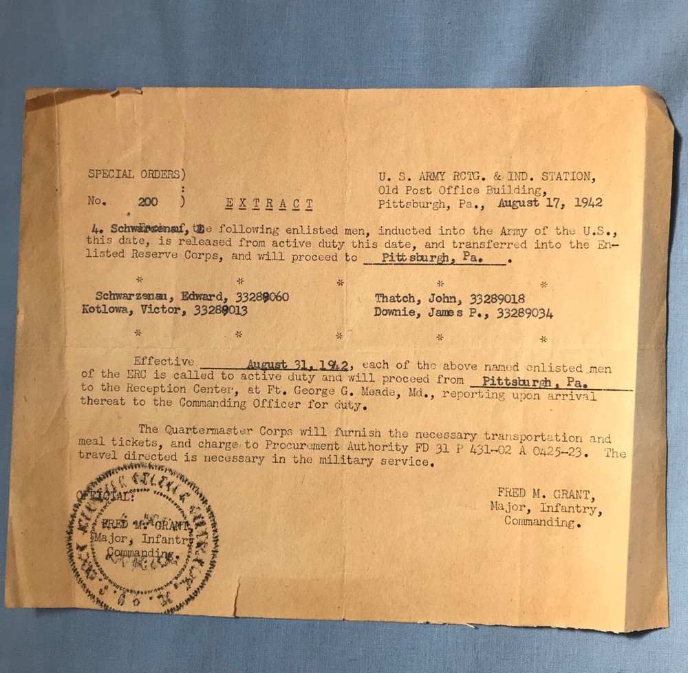 WWII Original Documents Pittsburgh PA Local Board #17 Classification Induction