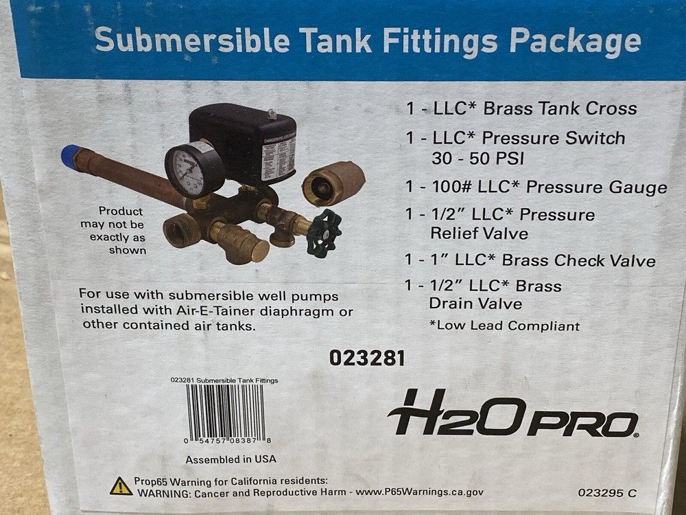 H2O Pro 023281 Submersible Tank Fitting Kit New