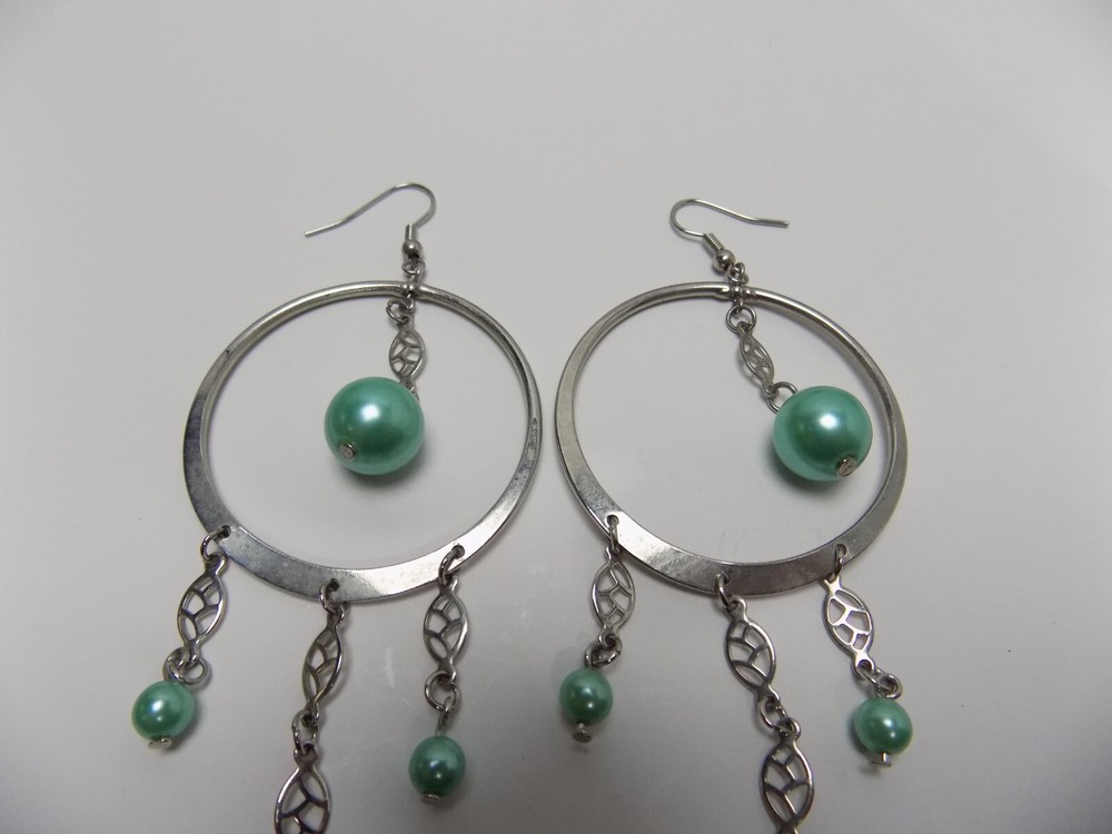 VINTAGE PIRCED EARRINGS - HOOP / DANGLE - TWO PAIR