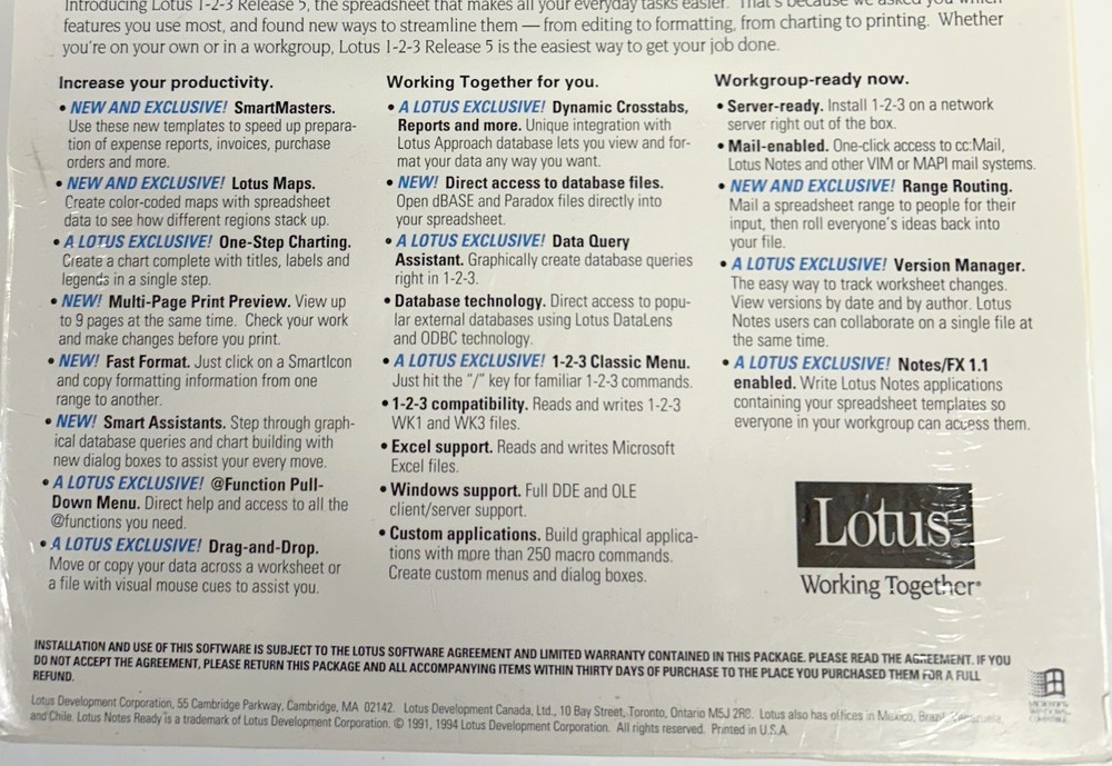 Lotus 123 Release 5 New in box