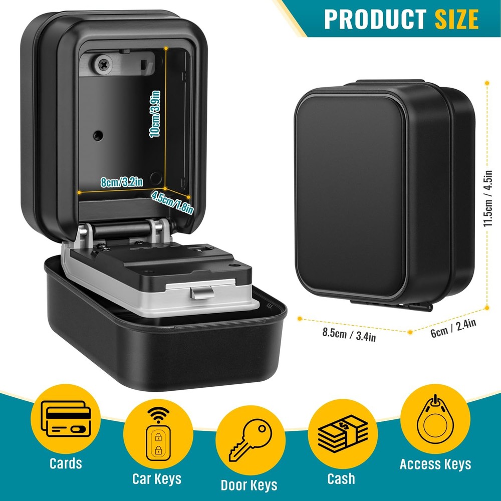 Key Lock Box, Waterproof Wall Mount, 4-Digit Code, Auto-Illuminating | Secure