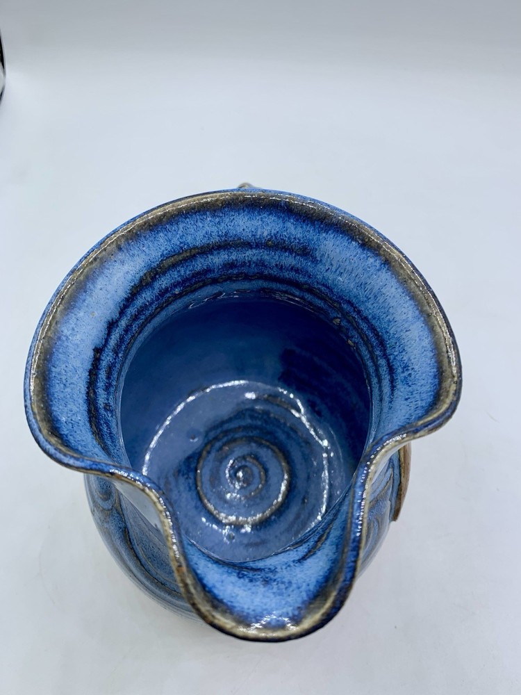 Jason Stokes Studio Pottery Pitcher Dolphin Ocean 2001 Signed Handmade Artisan