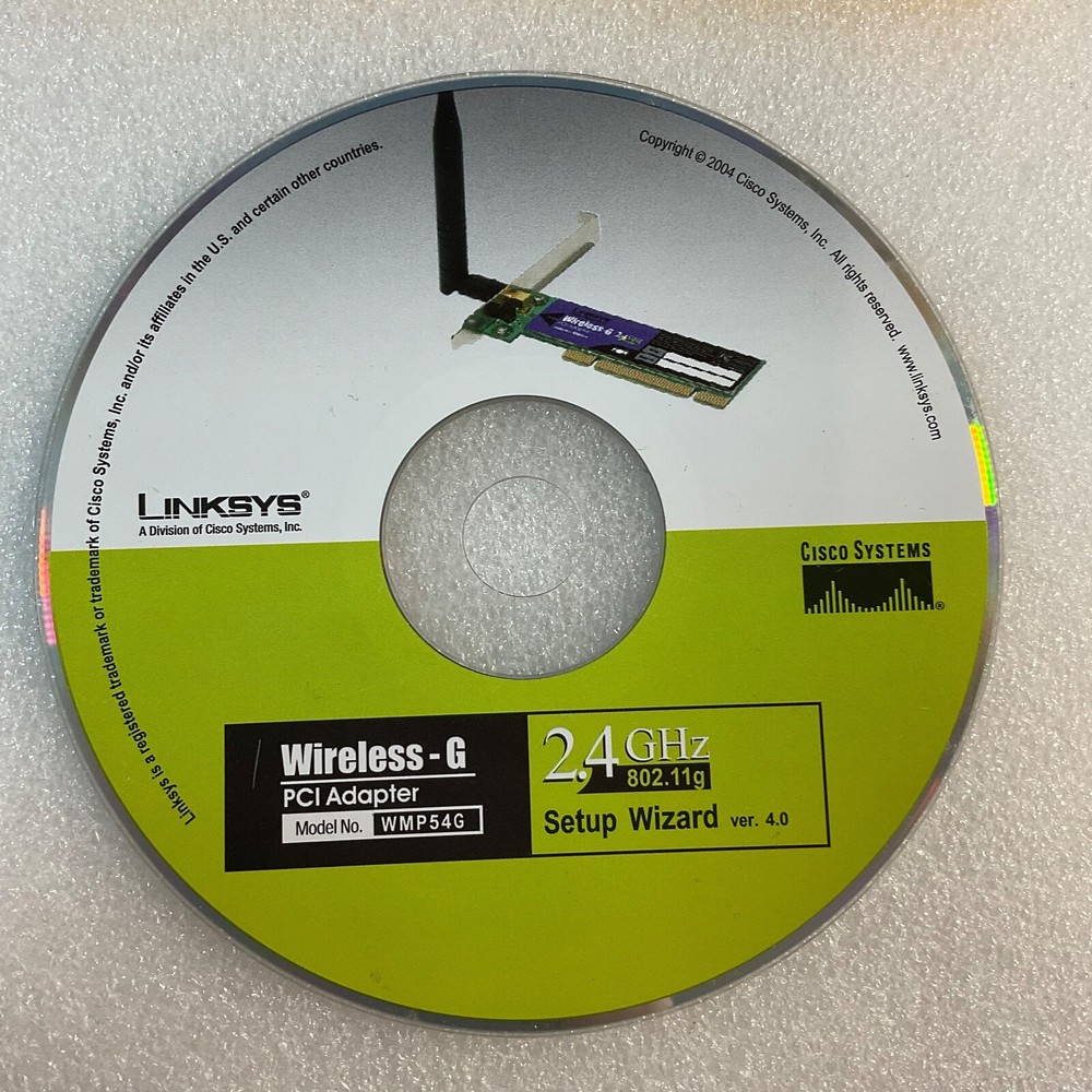 Linksys Wireless G PCI Adapter Model WMP54G 2.4 GHz 802.11g Wizard Setup Disk