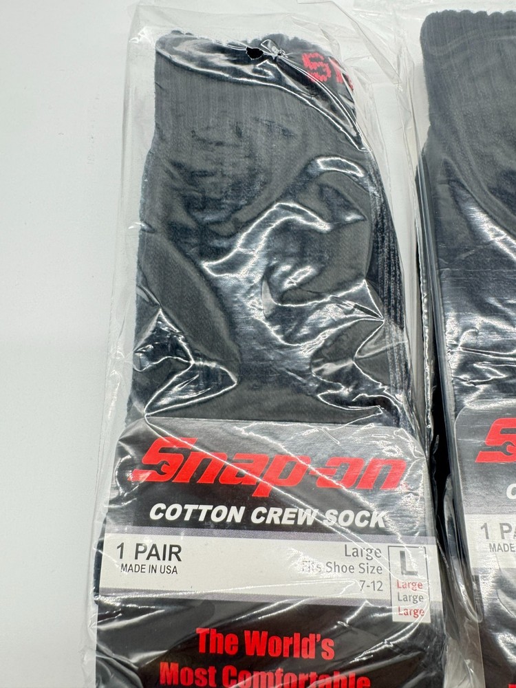 Snap-On NEW Large Crew Socks Black 6-Pairs