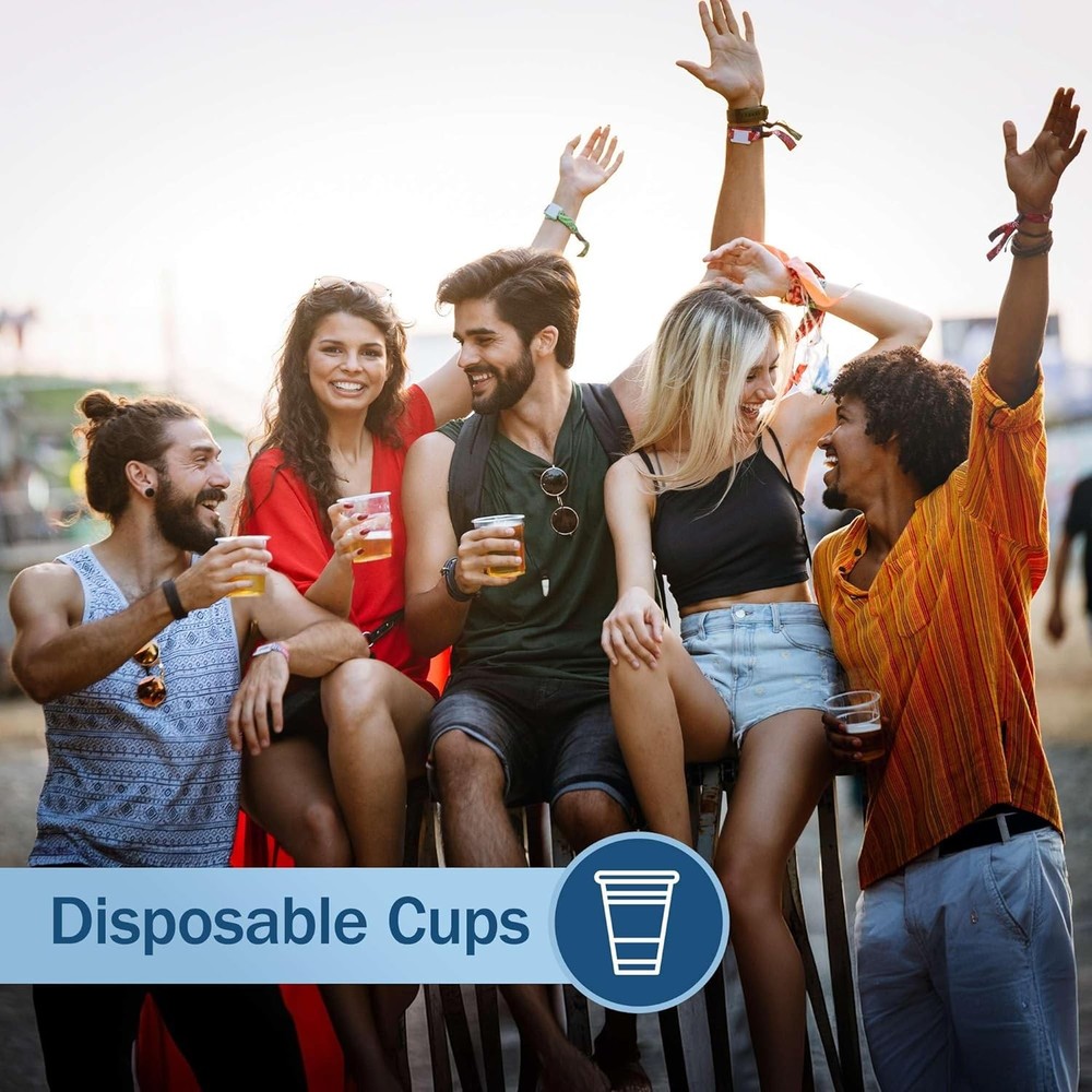 Small, Clear Plastic Cups 9 oz - 80 Disposable Drinking 1 Pack,