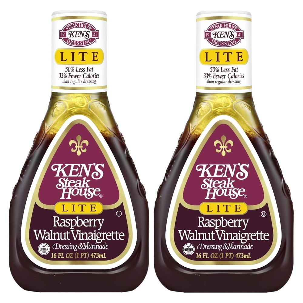 Ken's Steak House RASPBERRY WALNUT Vinaigrette Dressing LITE 16 oz (1 Bottle)