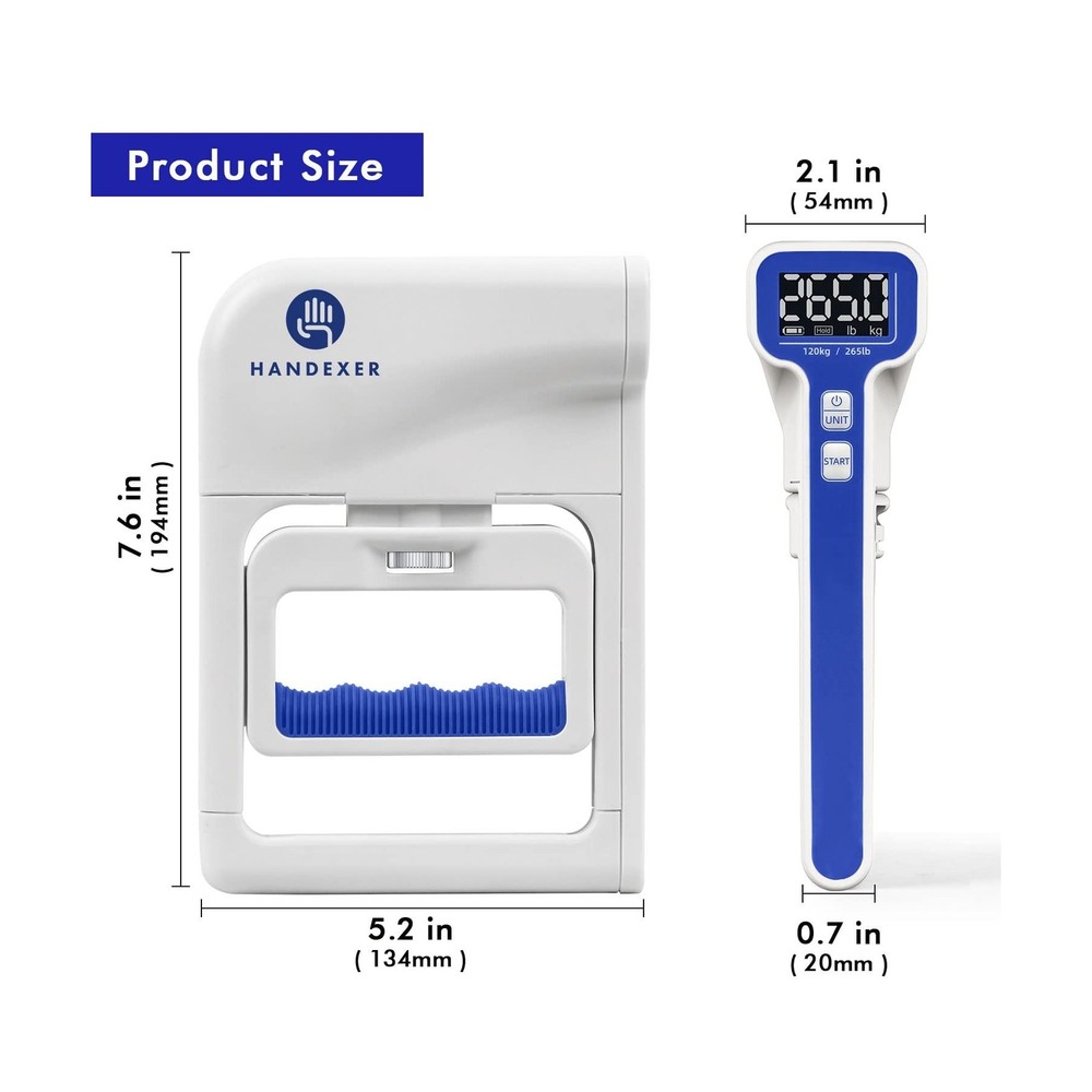 Handexer Grip Strength Tester 265lb/120kg, Digital Hand Dynamometer FDA Regis...