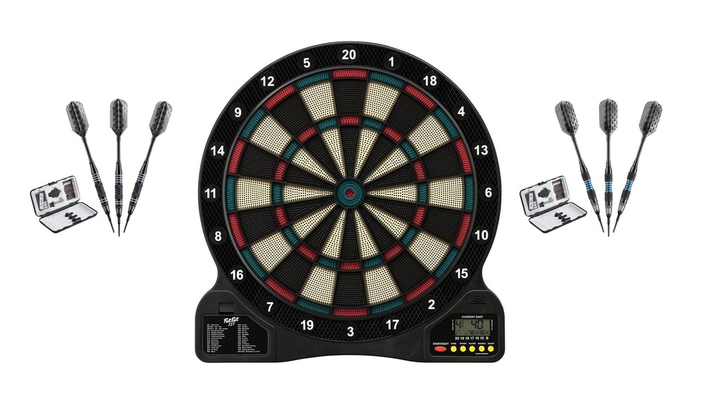 Electronic Soft Tip Dartboard + Adjustable Purple Rings + Blue Rings Darts