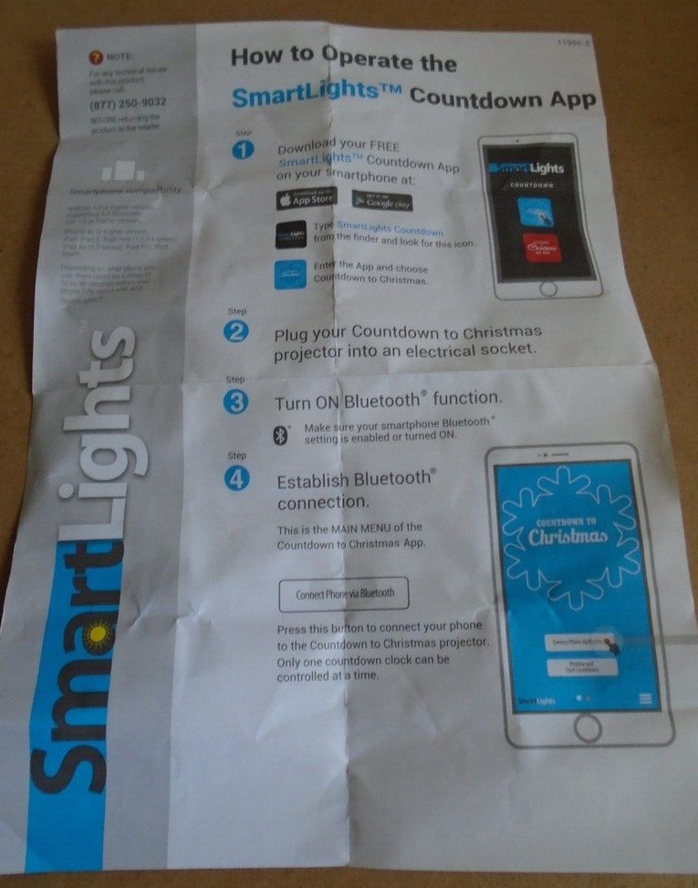 Gemmy Smart Lights Bluetooth Countdown to Christmas Projection