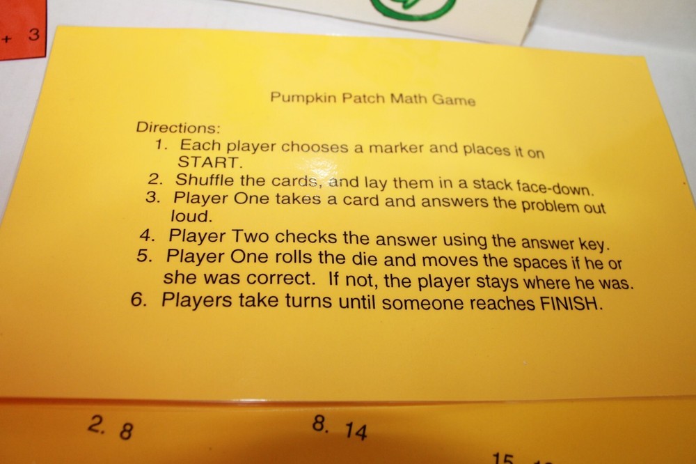 Teacher-Made Fall Math Facts Addition & Subtraction Board Game Grades 1-2