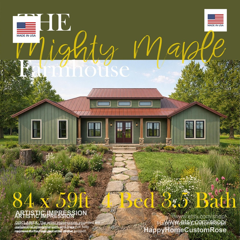 Mighty Maple Barndominium House Plan - 2636 SF, 4 Bed 3.5 Bath - Modern Open Flo