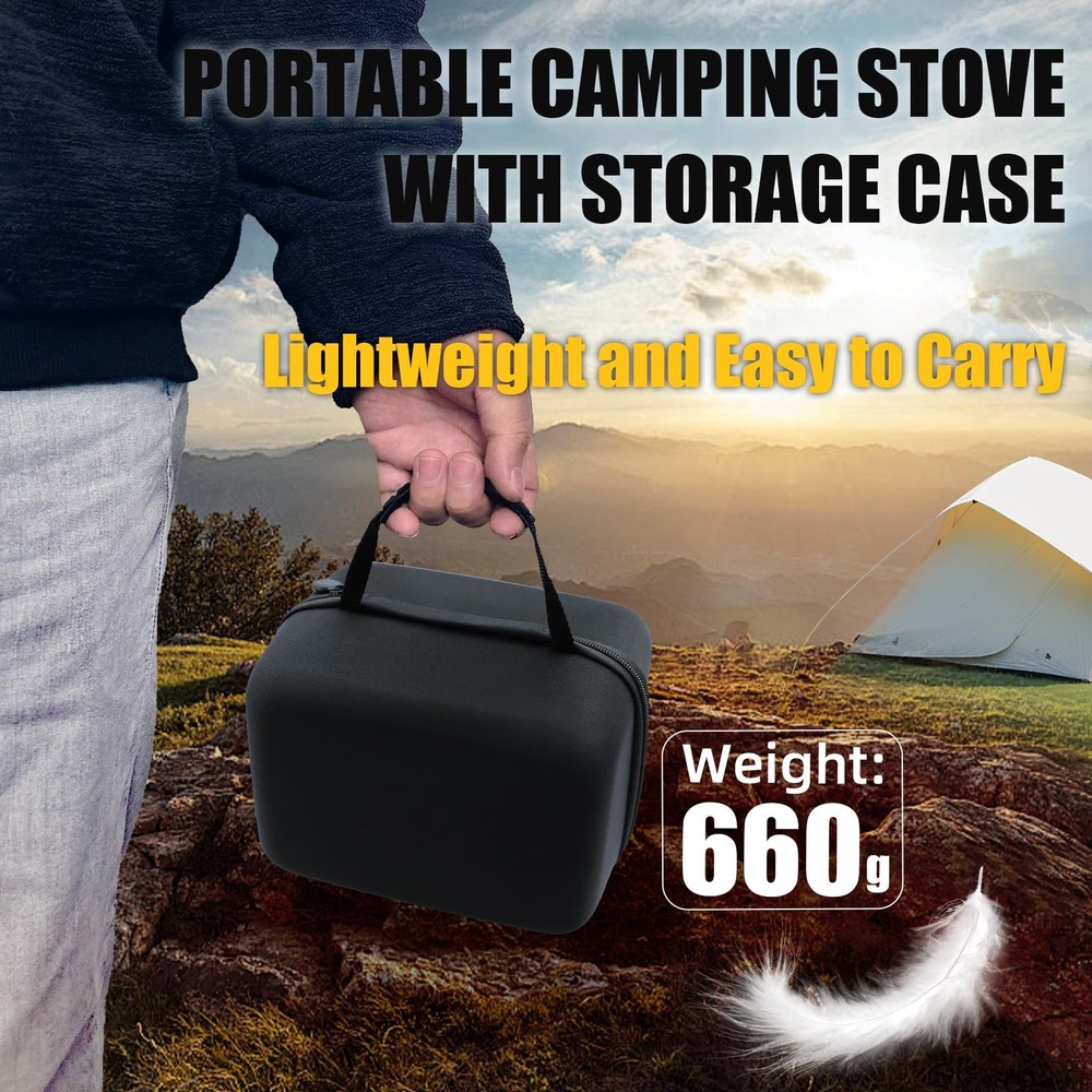 Single Burner Propane Stove with Wind Guard, Automatic Ignition Camping Burner