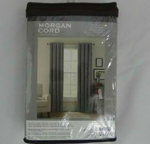 MORGAN CORD 1 GROMMET PANEL, GREY, 52" X 63" *DISTRESSED PKG*