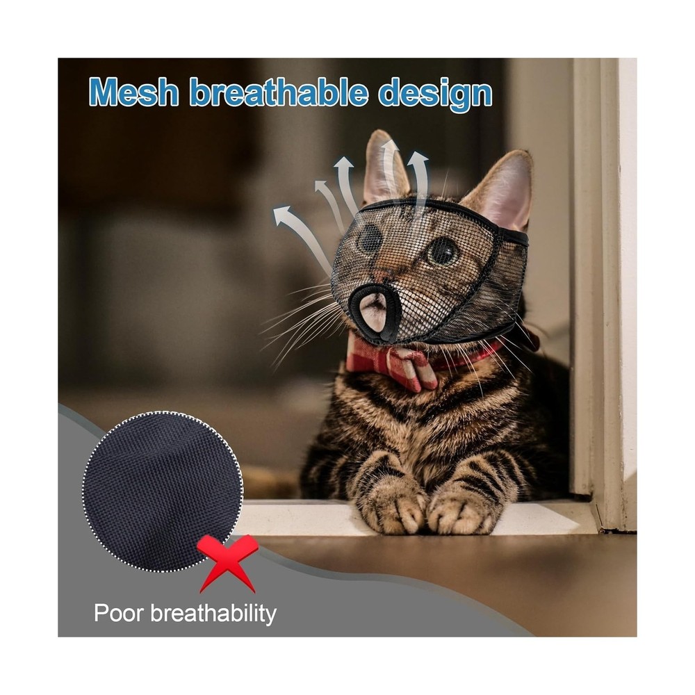 Cat Muzzle for Grooming Nail Trimming with Soft Mesh Covered, Prevent Biting ...