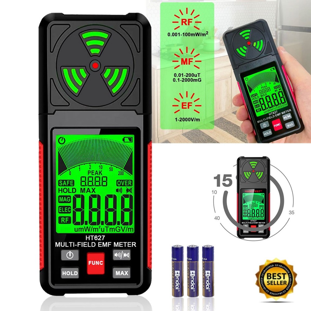 EMF Meter, 3-in-1 Electromagnetic Field Radiation Detector for EF RF MF