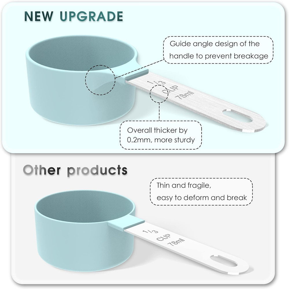 Measuring Cups & Spoons Set, Stackable Cups and Spoons, Nesting Measure Cups wit