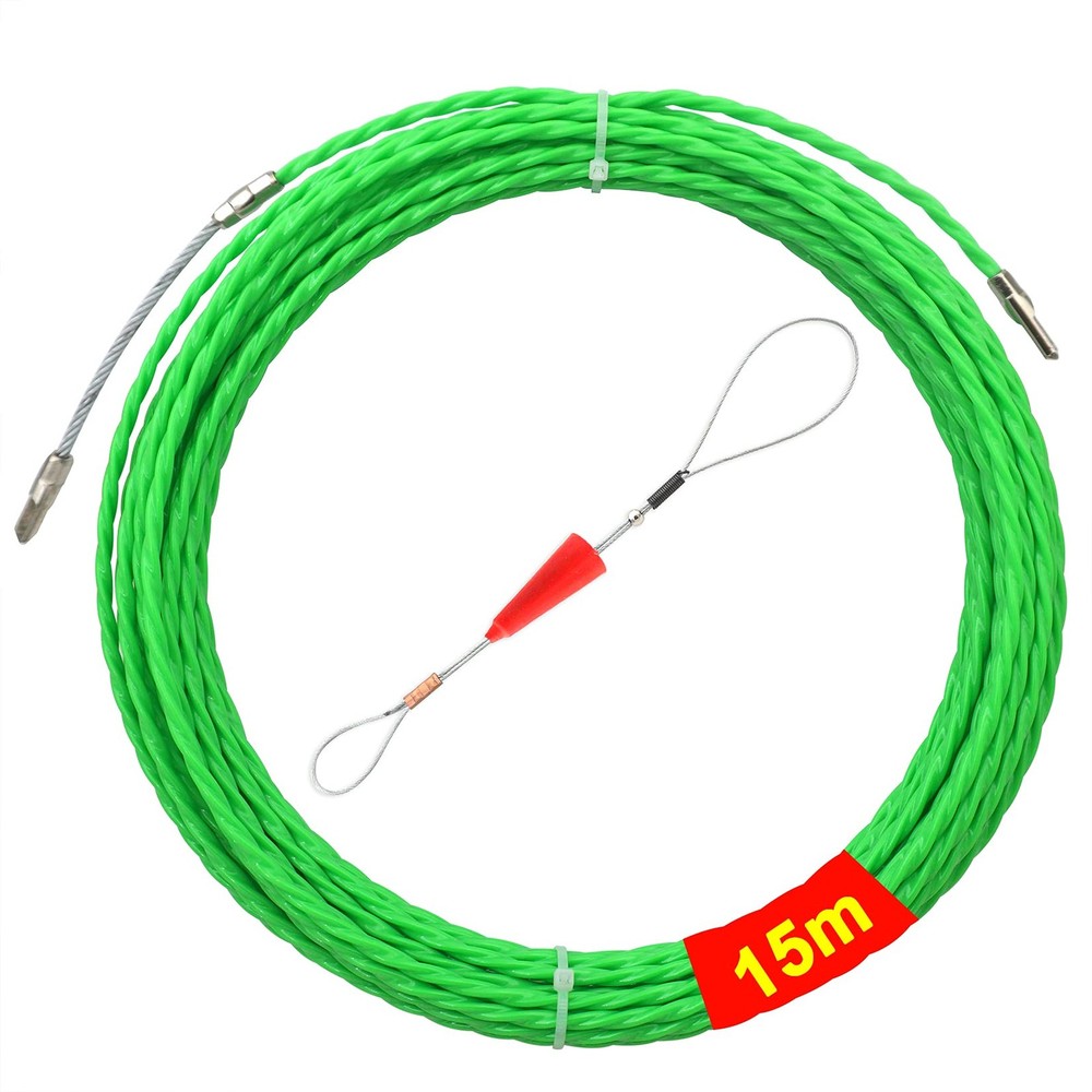 Fish Tape 49ft Wire Fishing Tools Cable Pulling Wire 4.5mm Diameter Ideal For Ca
