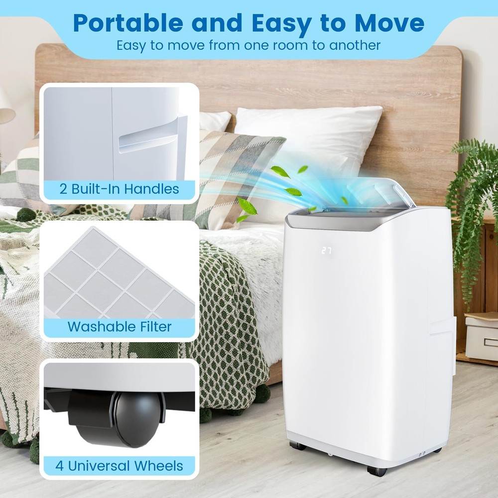 12000BTU Portable Air Conditioners Dehumidifier W/ Remote Control and 24H Timer
