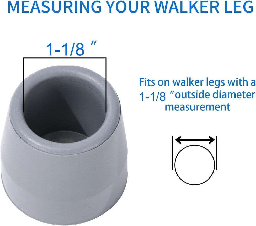 4PCS Walker Tips 1 1/8 '' Heavy Duty Replacement Rubber Tips for Walkers, NEW